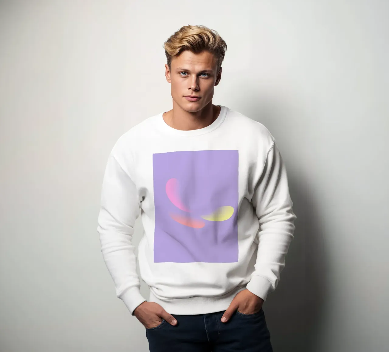 Motif abstrait en violet, jaune et rose sweat de Something for you