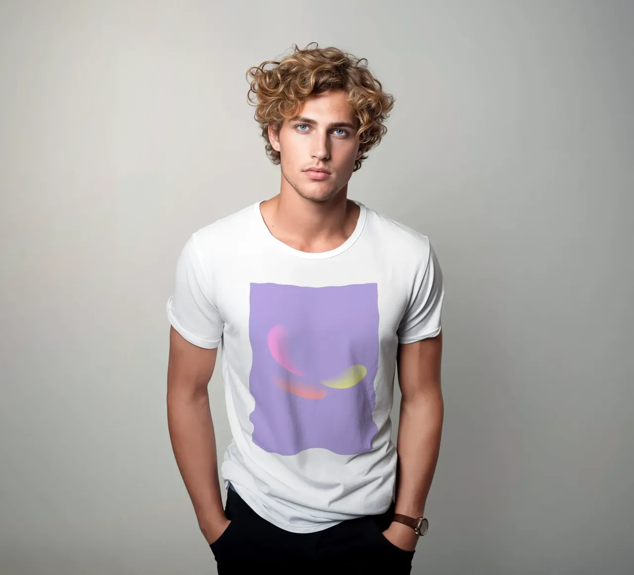 Abstraktes Muster in Lila, Gelb und Pink T-Shirt von Something for you