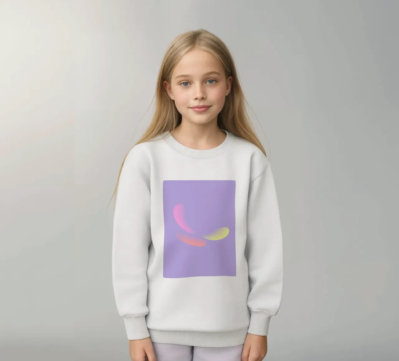 Motif abstrait en violet, jaune et rose sweat enfant de Something for you