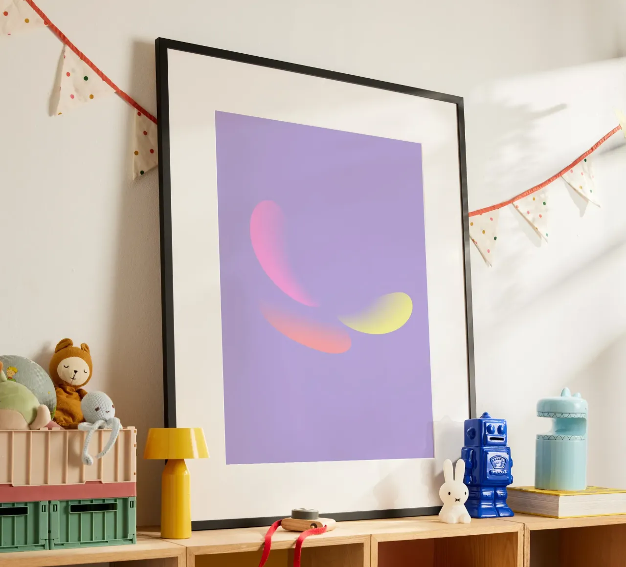 Motif abstrait en violet, jaune et rose hahnemühle de Something for you