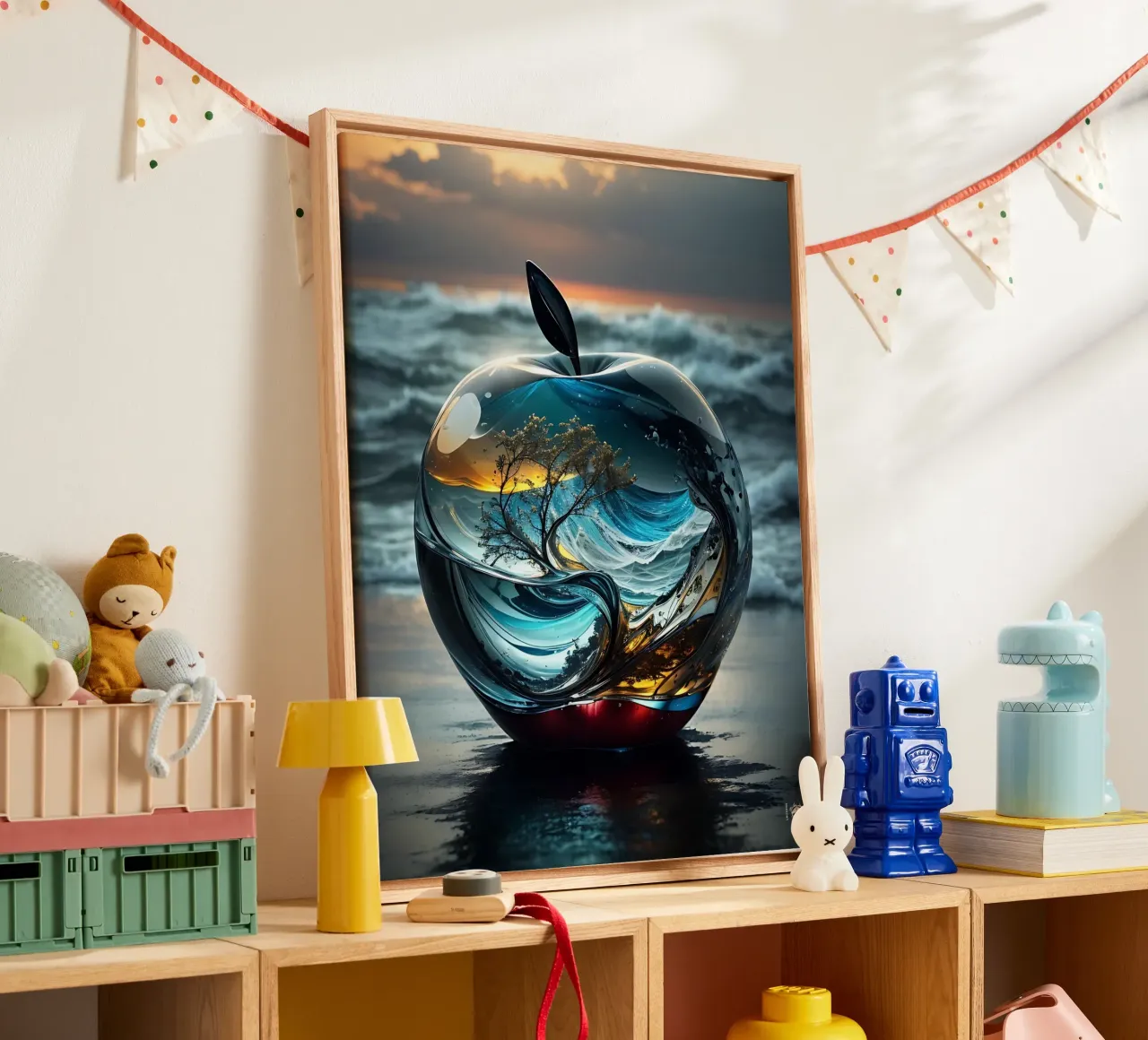 Abstracte appel zee canvas van LM2KONE