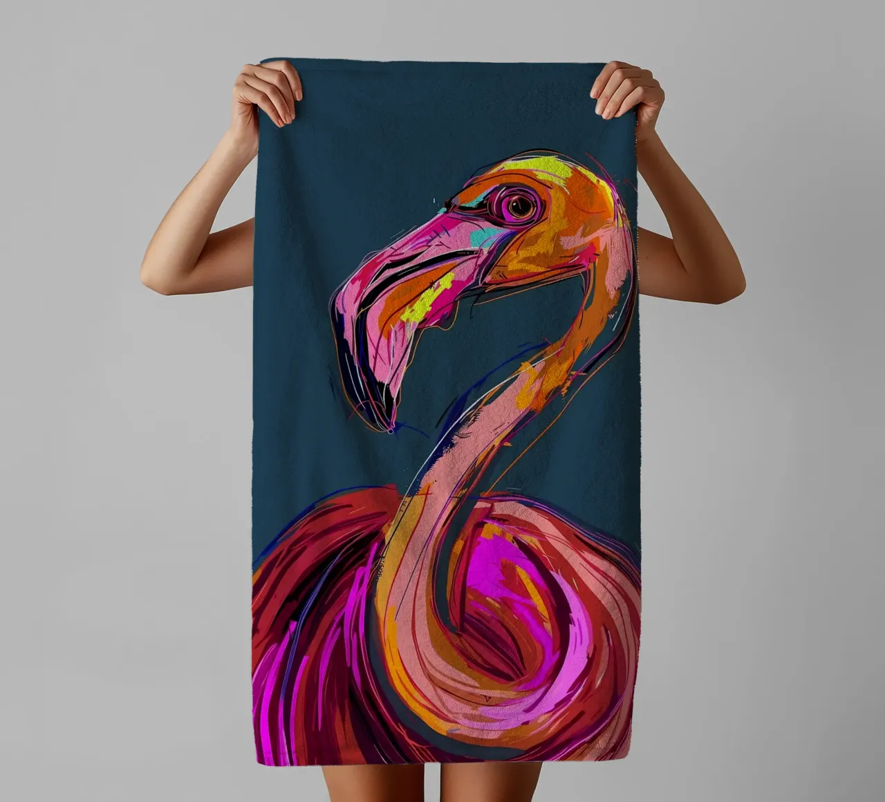 Flamingo Pop Artr asciugamano da bagno da Caeson