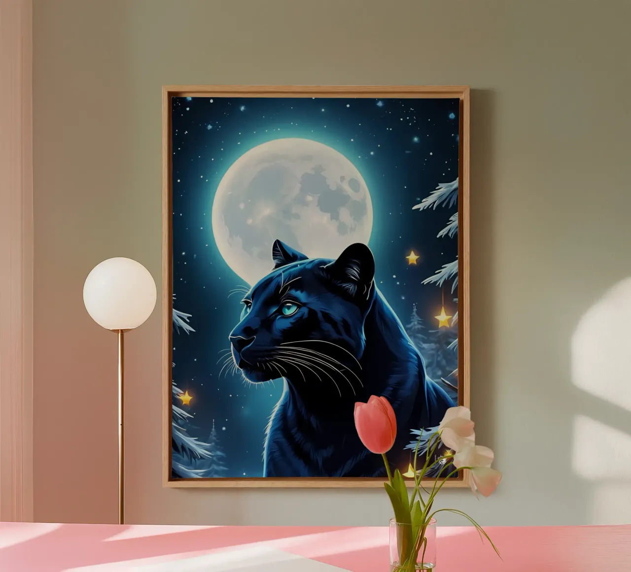 Maan Zwarte Panter canvas met Baklijst van LM2KONE