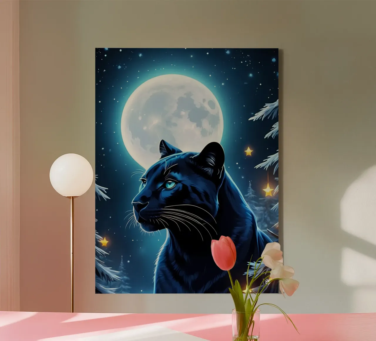 Maan Zwarte Panter canvas met Baklijst van LM2KONE