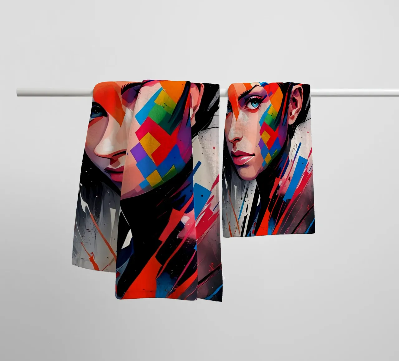 Verf Vrouw Abstract badhanddoek van LM2KONE