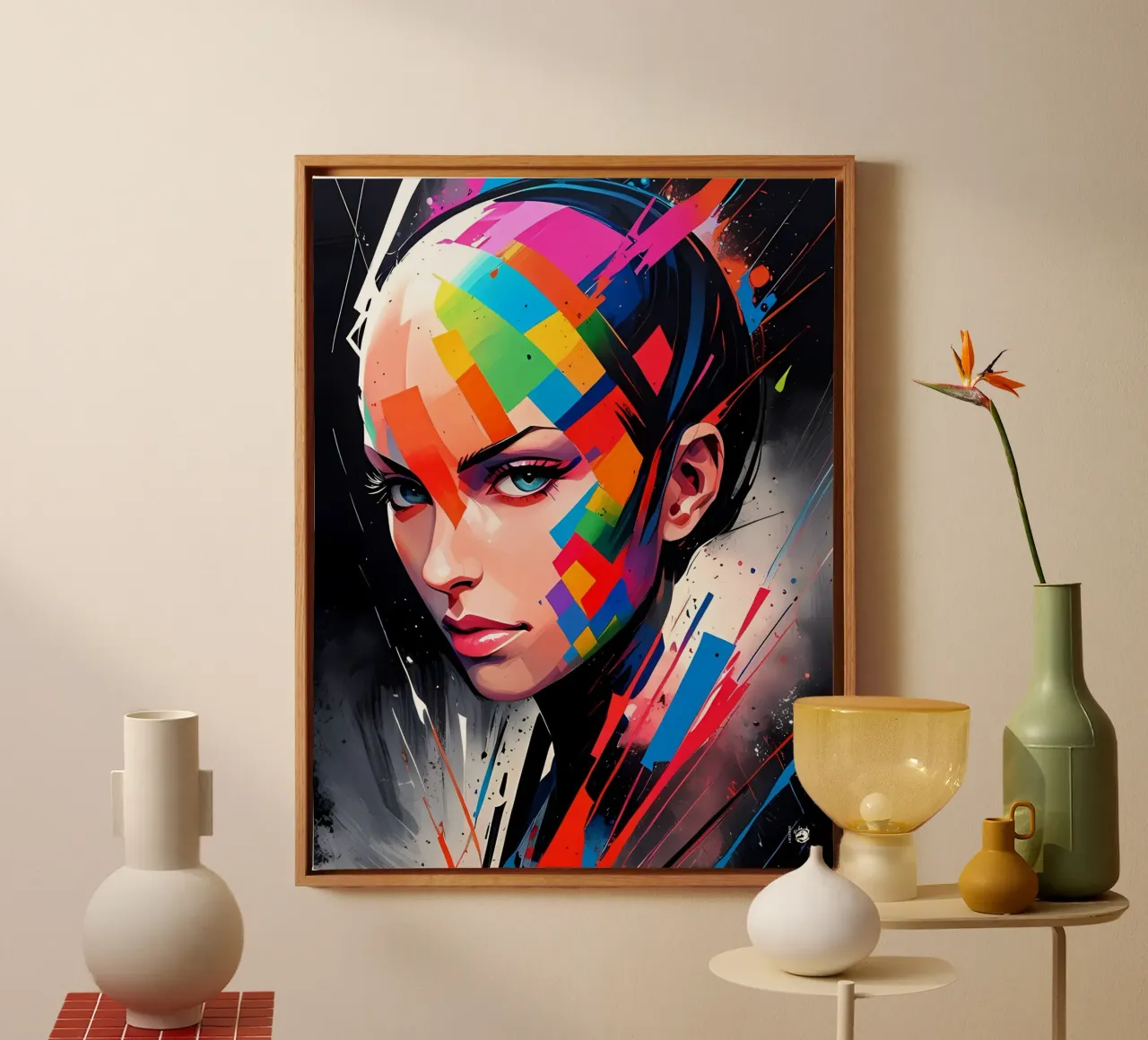 Verf Vrouw Abstract canvas met Baklijst van LM2KONE