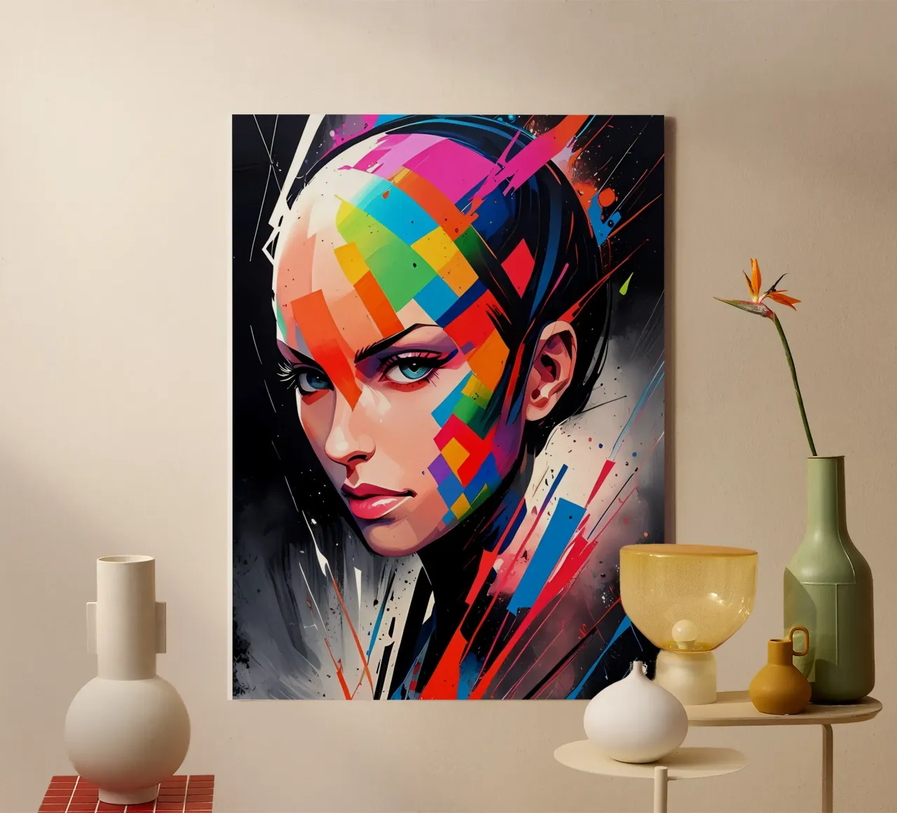 Verf Vrouw Abstract canvas met Baklijst van LM2KONE