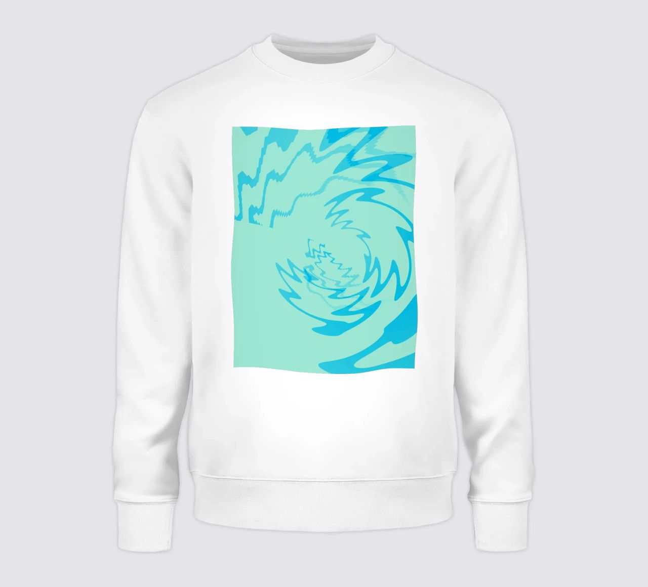 Abstract twisted dynamic zigzag pattern in blue sweatshirt by Something for you
