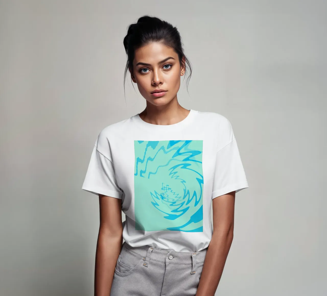 Abstraktes gedrehtes dynamisches Zick Zack Muster in Blau T-Shirt von Something for you