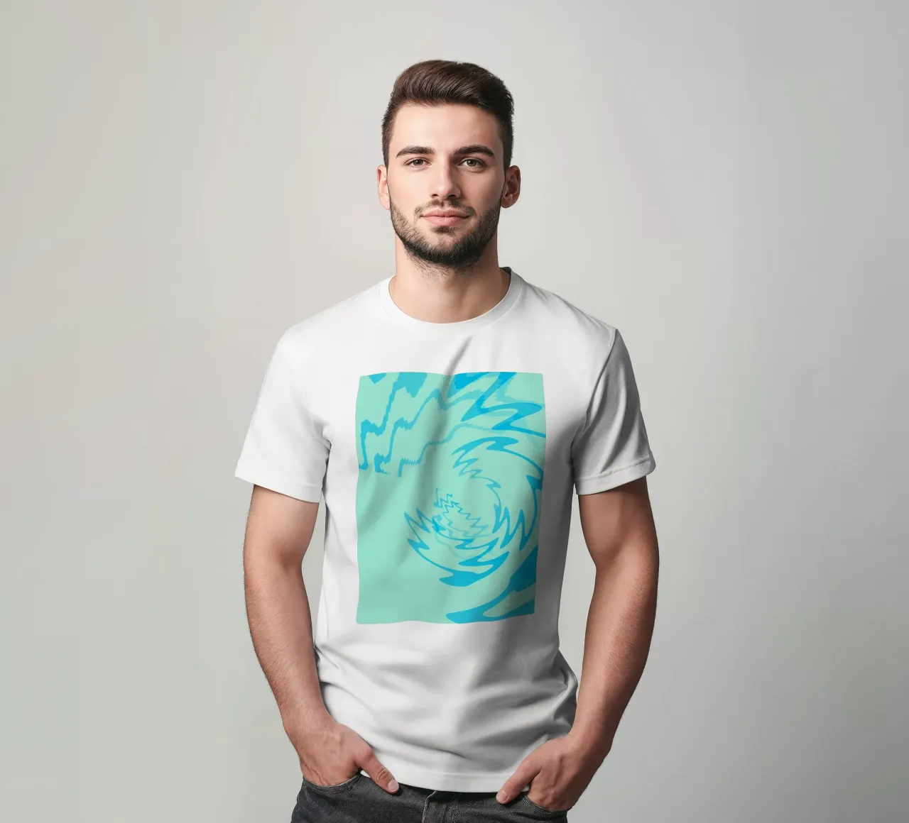 Abstraktes gedrehtes dynamisches Zick Zack Muster in Blau T-Shirt von Something for you