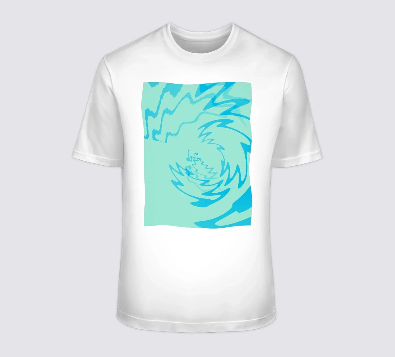 Abstract twisted dynamic zigzag pattern in blue t-shirt by Something for you