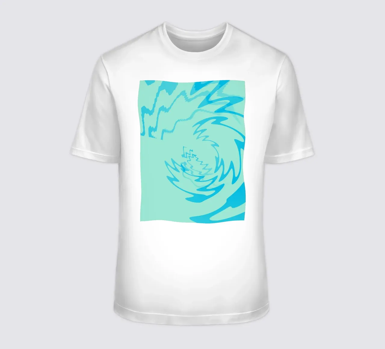 Abstract twisted dynamic zigzag pattern in blue t-shirt by Something for you