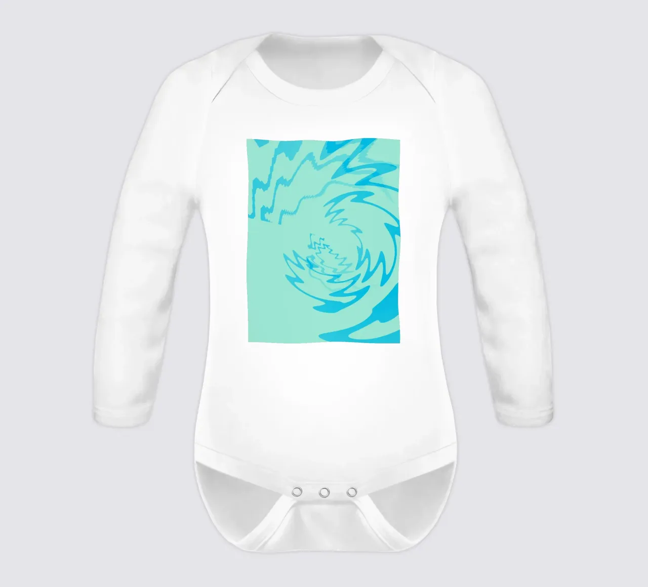 Abstract twisted dynamic zigzag pattern in blue long-sleeve baby romper by Something for you