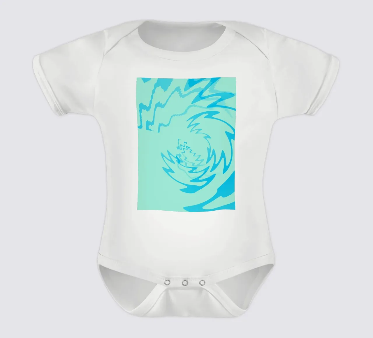 Abstract twisted dynamic zigzag pattern in blue short-sleeve baby romper by Something for you