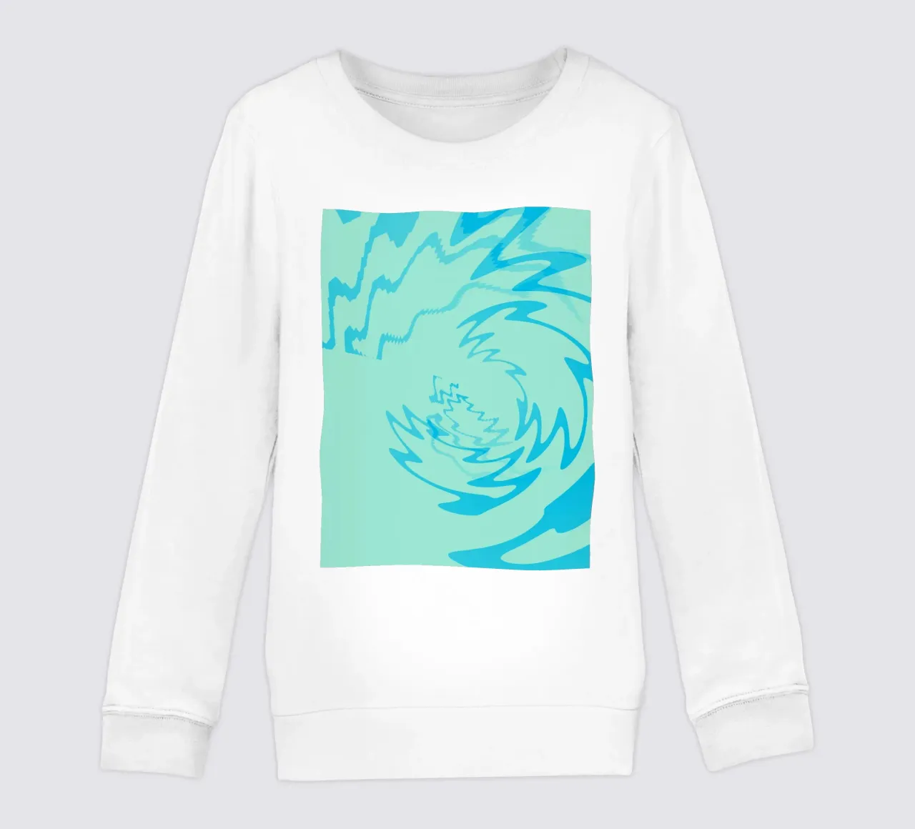 Abstract twisted dynamic zigzag pattern in blue kids sweatshirt by Something for you