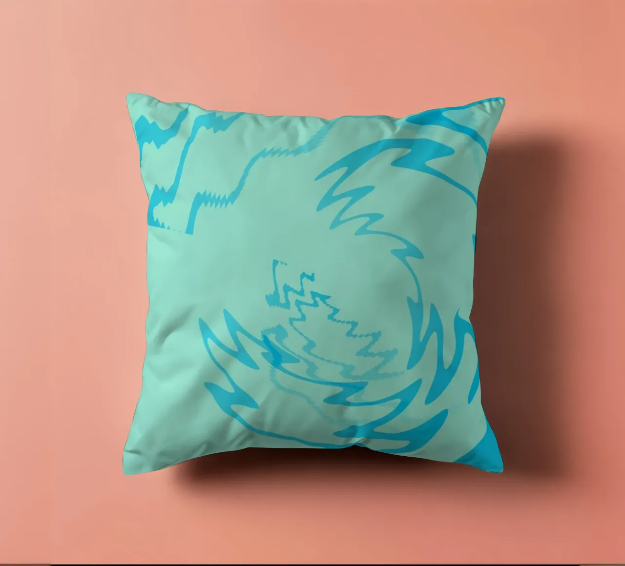 Disegno astratto a zigzag dinamico e ritorto in blu cuscino da Something for you