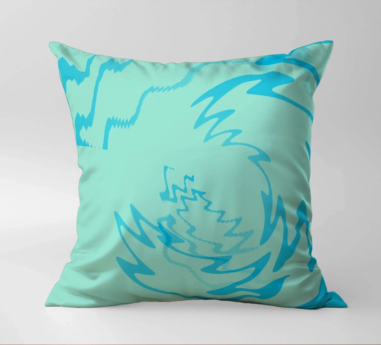 Abstract gedraaid dynamisch zigzagpatroon in blauw kussen van Something for you