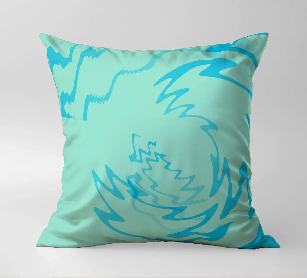 Disegno astratto a zigzag dinamico e ritorto in blu cuscino da Something for you