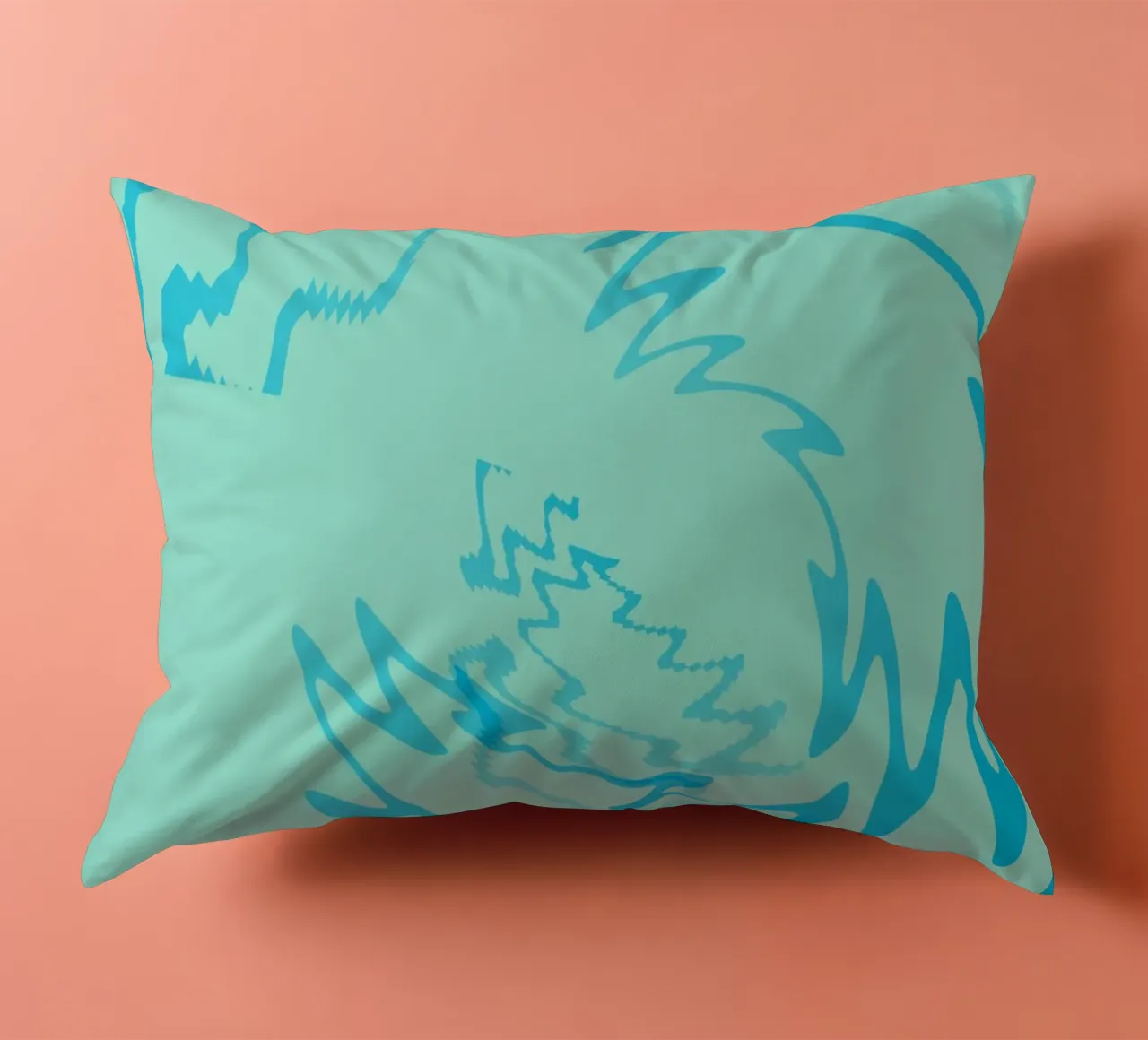 Disegno astratto a zigzag dinamico e ritorto in blu cuscino da Something for you