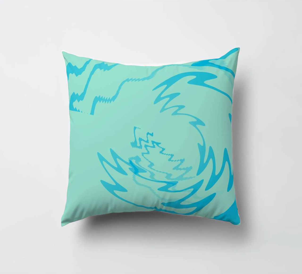 Abstract gedraaid dynamisch zigzagpatroon in blauw kussen van Something for you