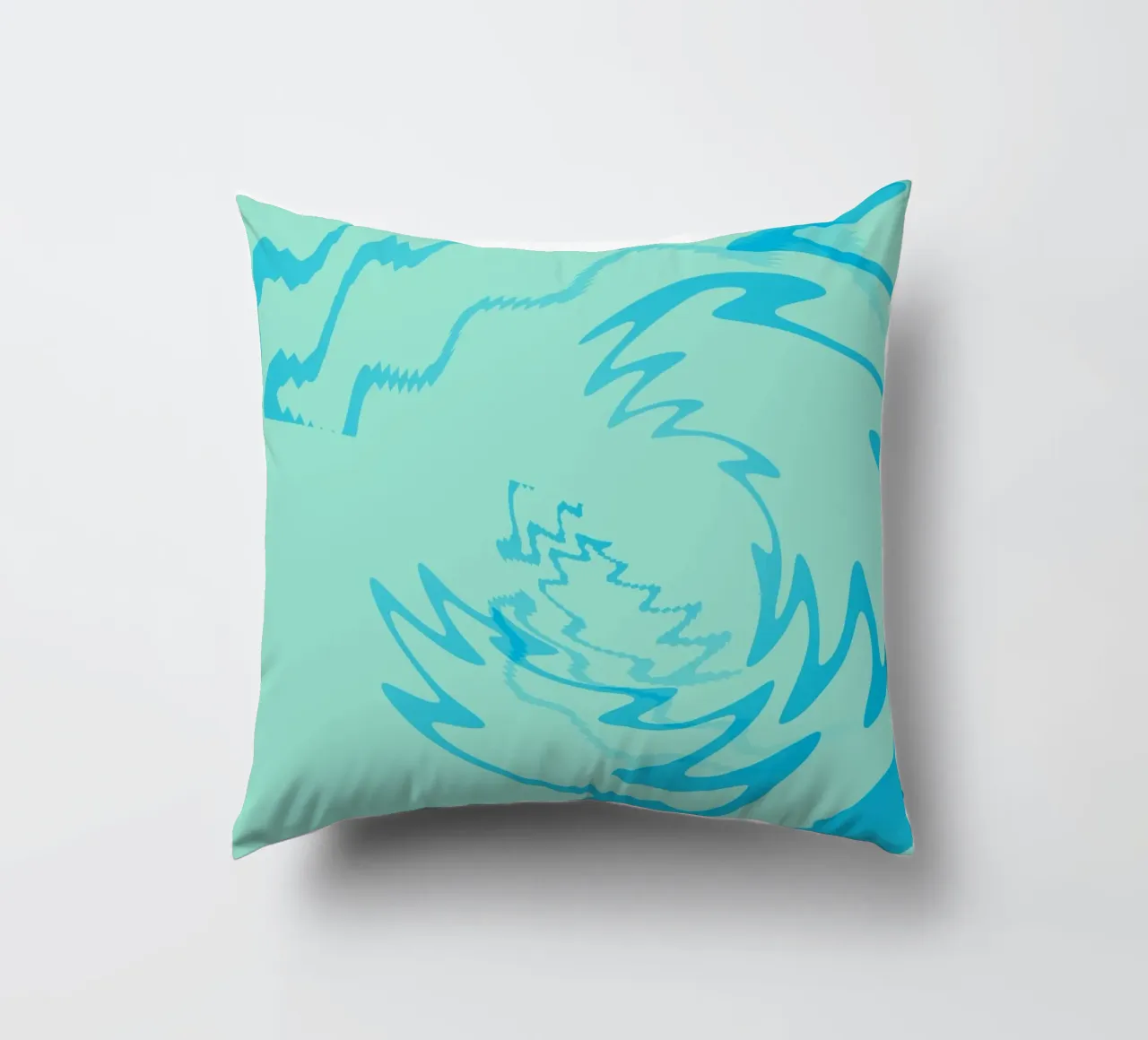 Disegno astratto a zigzag dinamico e ritorto in blu cuscino da Something for you