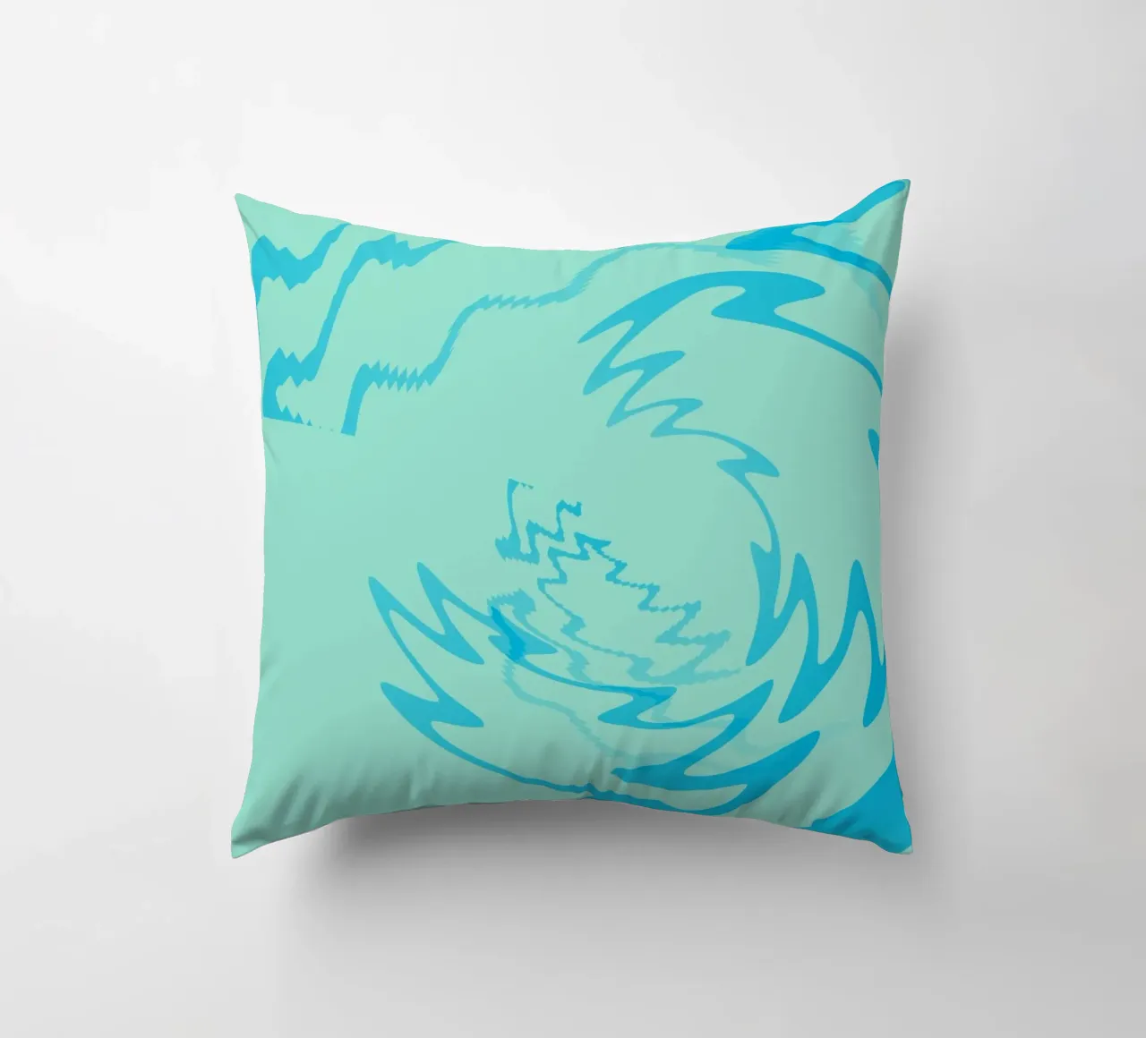 Disegno astratto a zigzag dinamico e ritorto in blu cuscino da Something for you