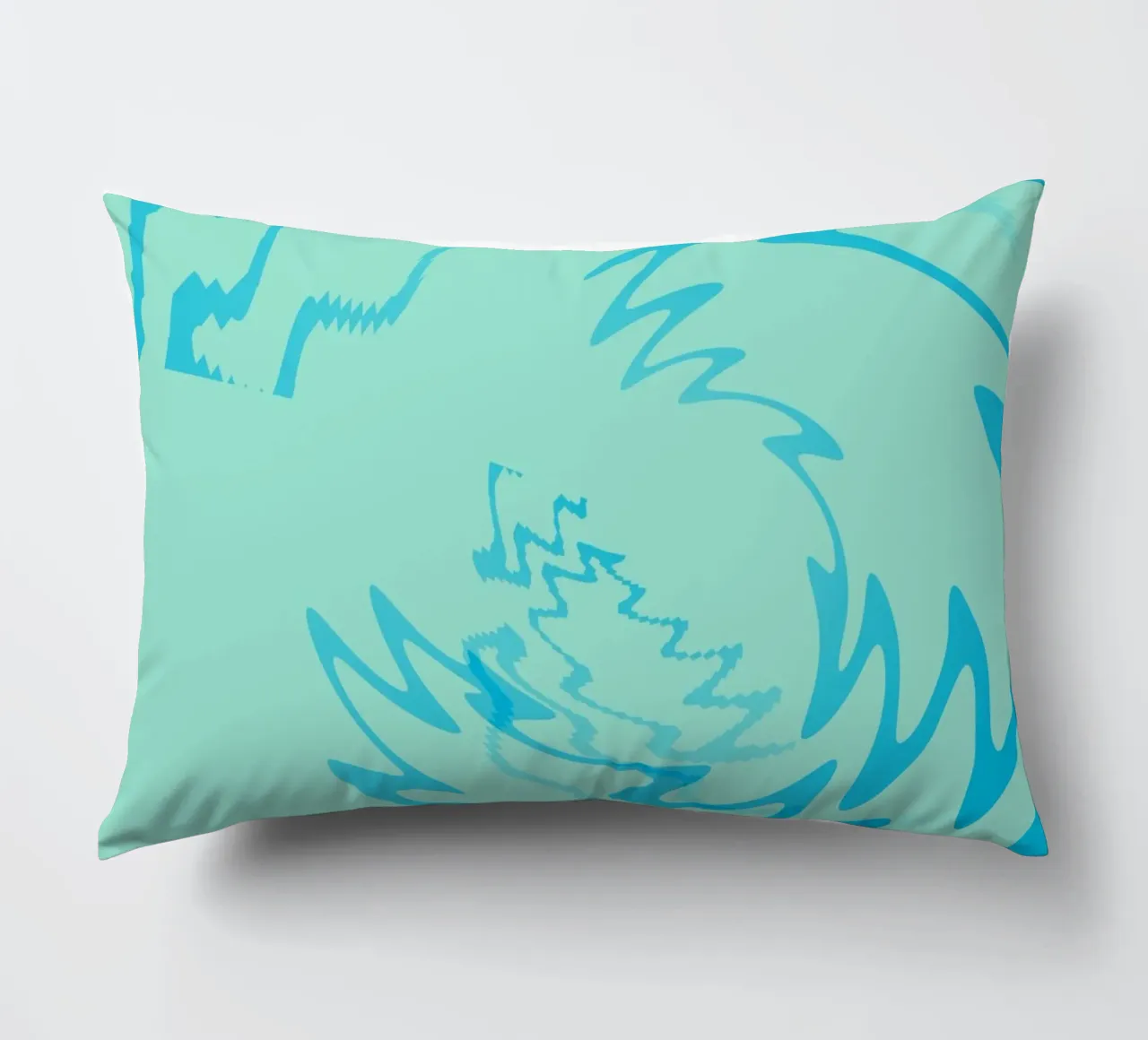 Disegno astratto a zigzag dinamico e ritorto in blu cuscino da Something for you