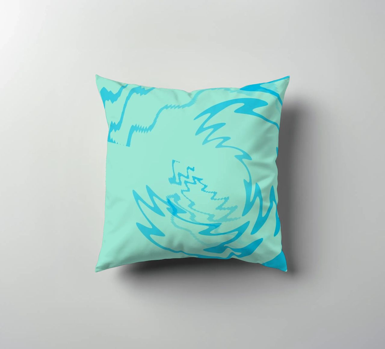 Abstract gedraaid dynamisch zigzagpatroon in blauw kussen van Something for you