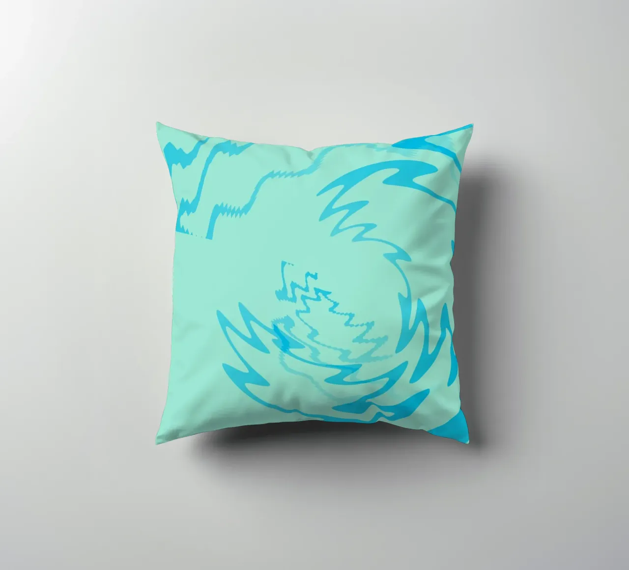 Disegno astratto a zigzag dinamico e ritorto in blu cuscino da Something for you