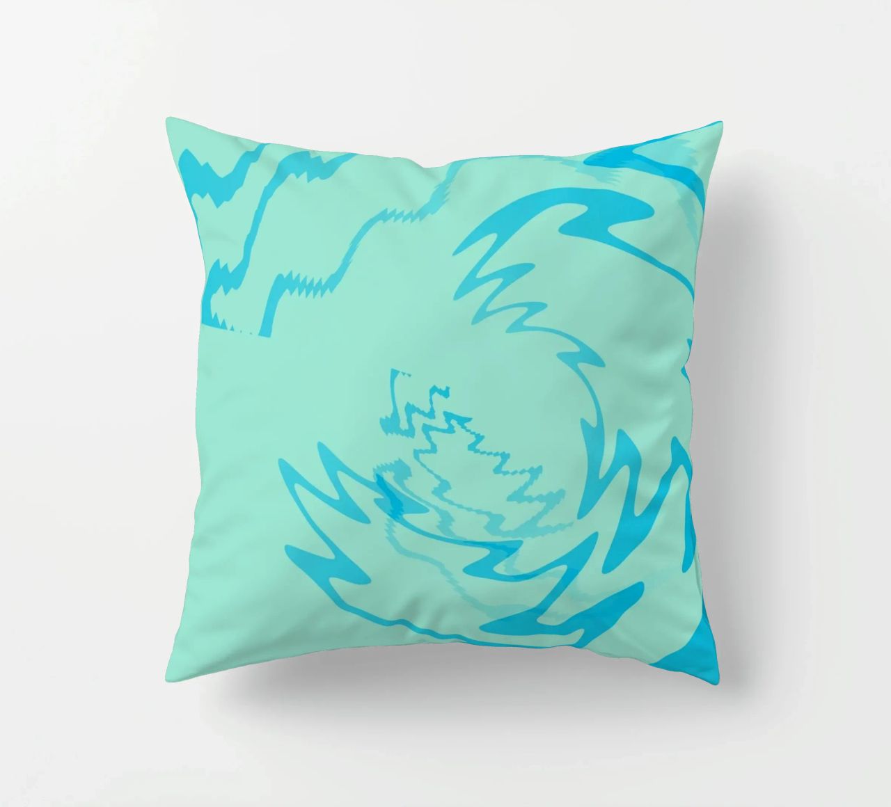 Abstract gedraaid dynamisch zigzagpatroon in blauw kussen van Something for you