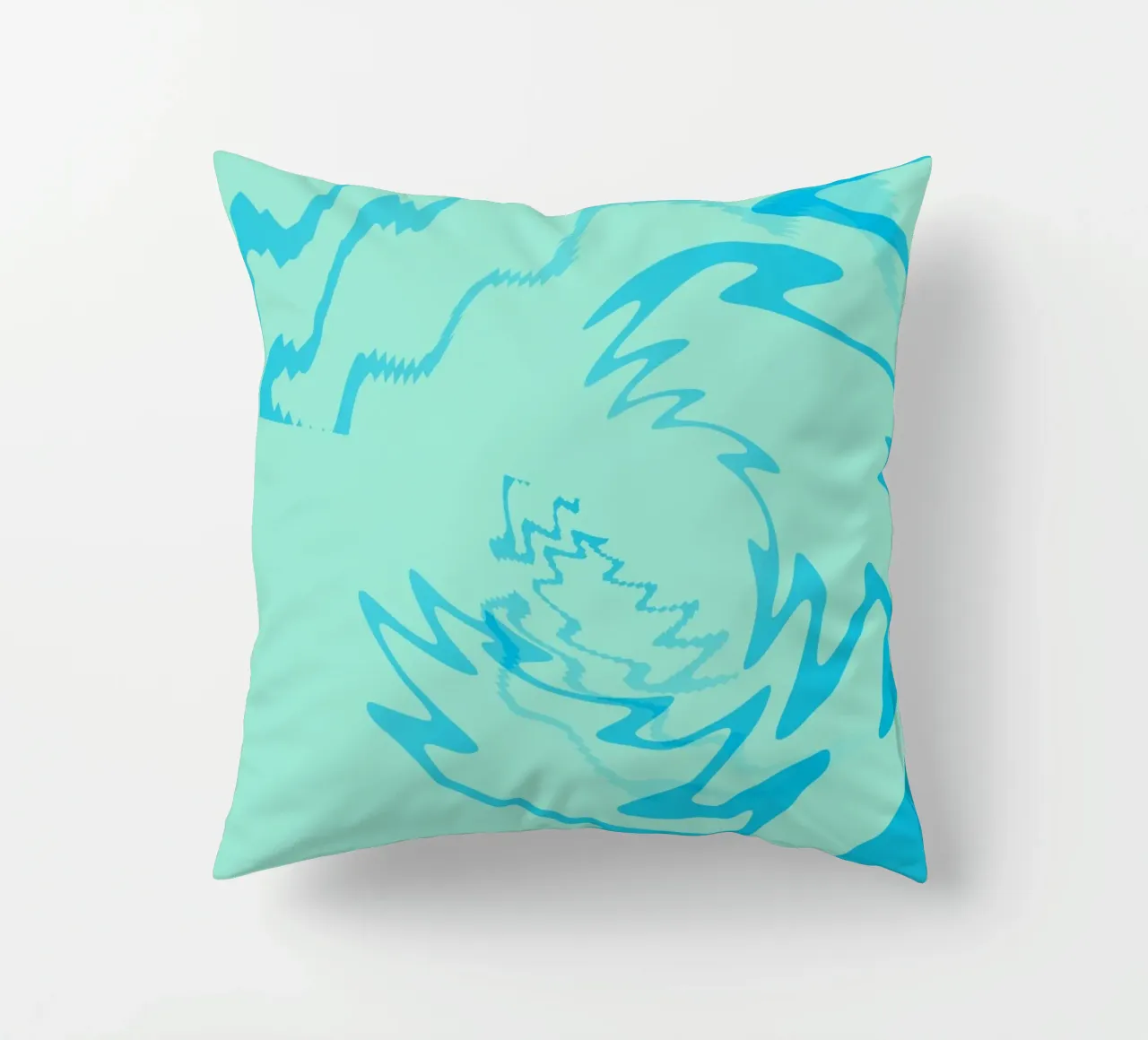 Disegno astratto a zigzag dinamico e ritorto in blu cuscino da Something for you