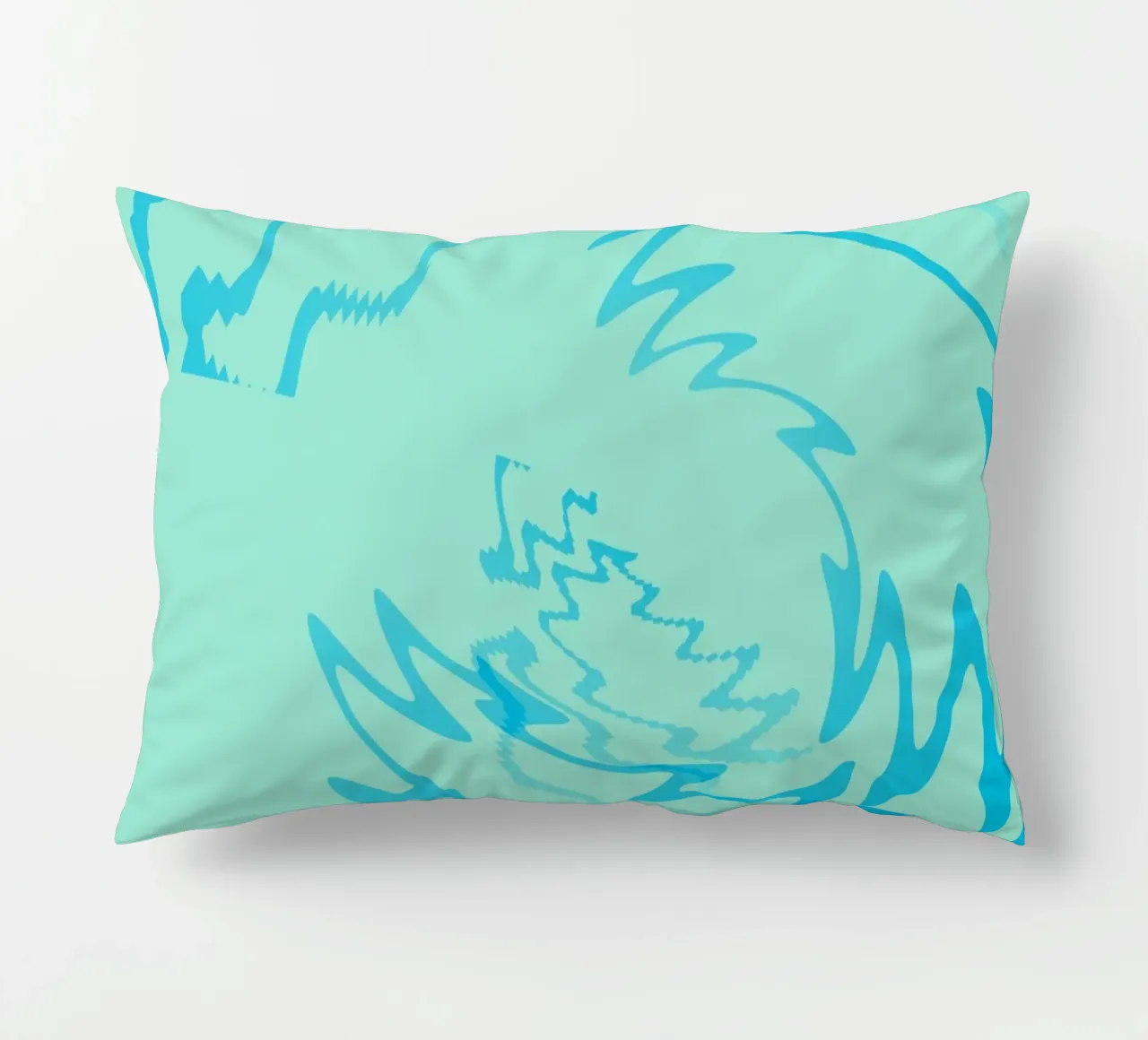 Disegno astratto a zigzag dinamico e ritorto in blu cuscino da Something for you