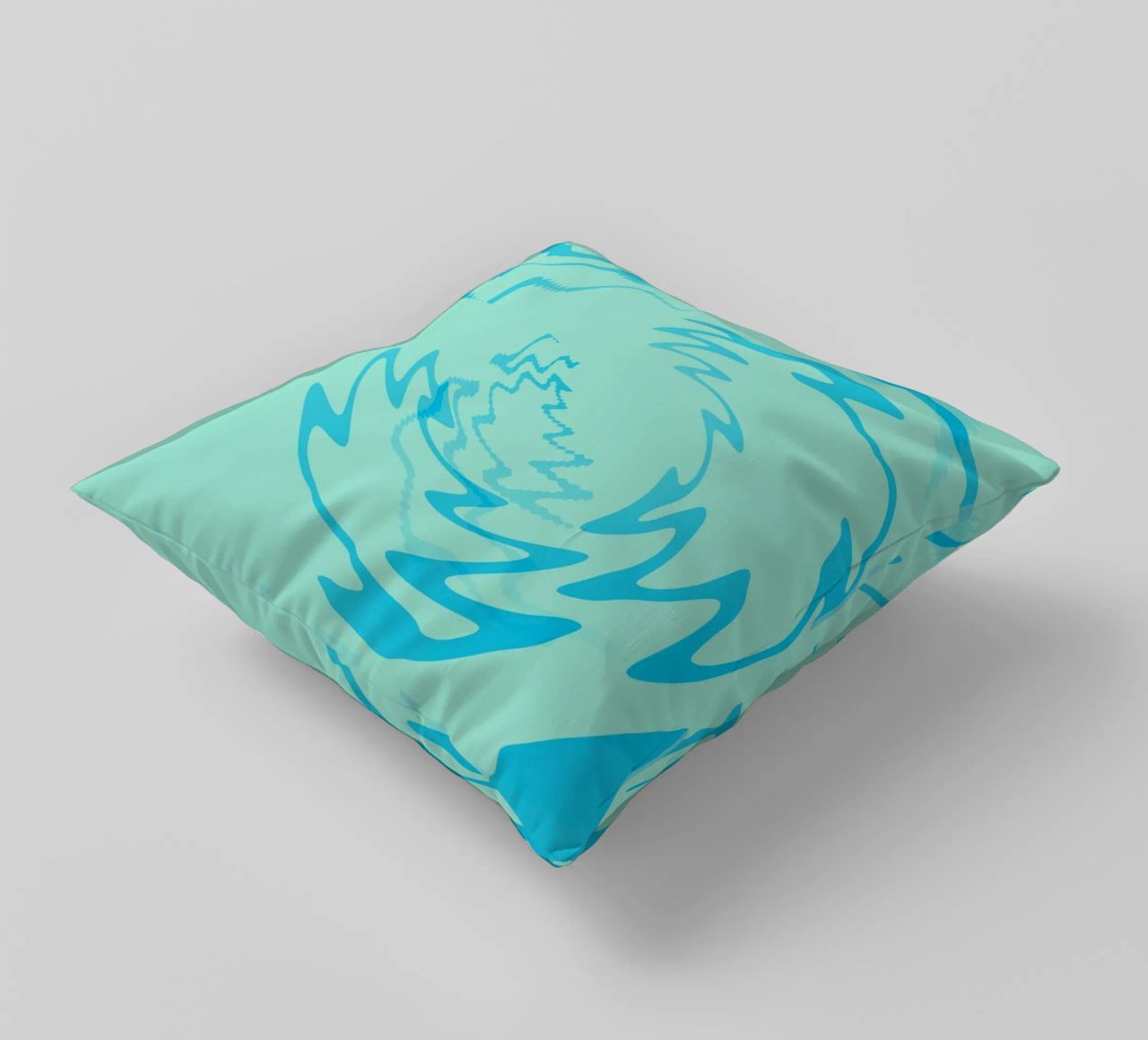 Abstract gedraaid dynamisch zigzagpatroon in blauw kussen van Something for you
