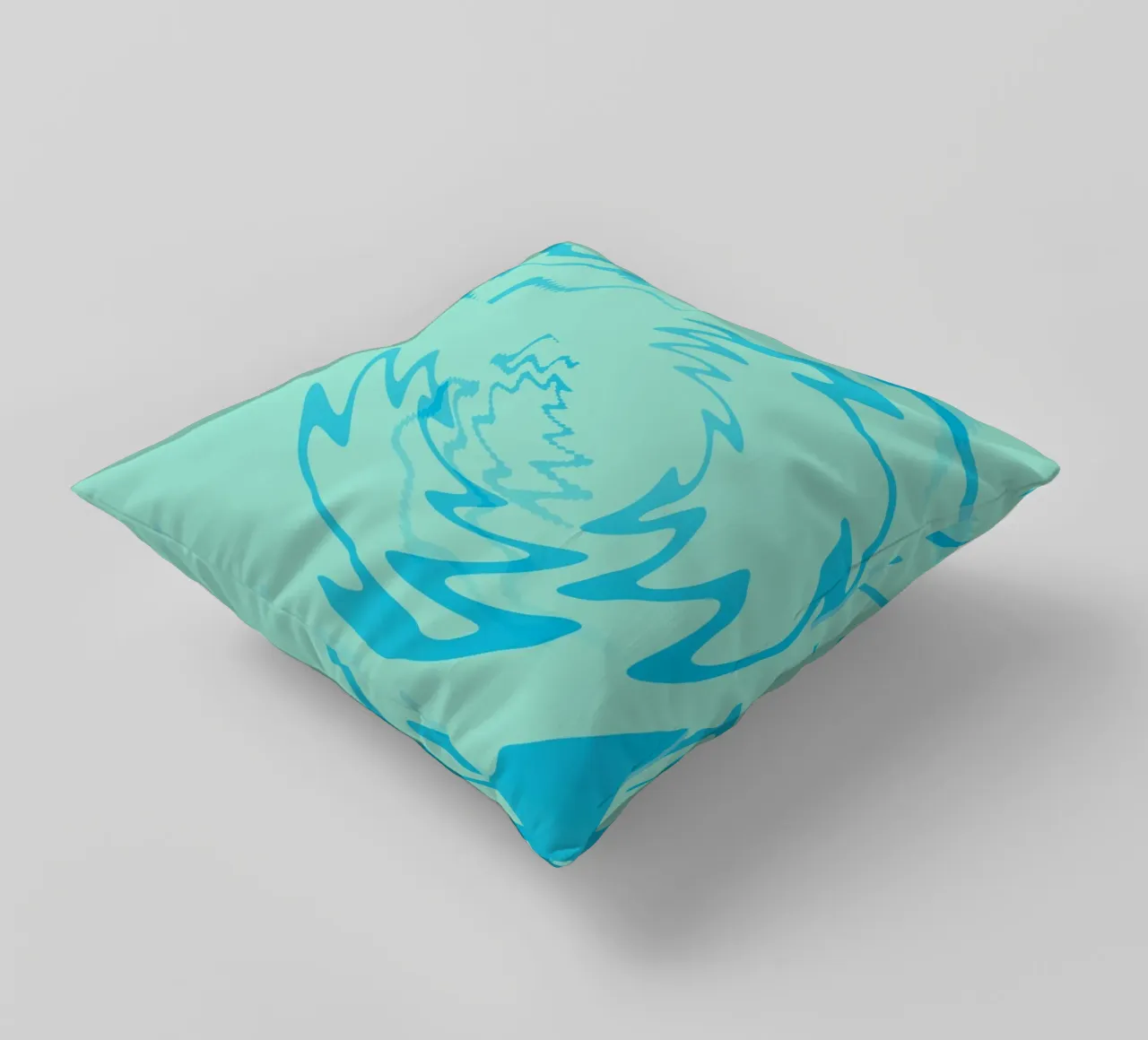 Disegno astratto a zigzag dinamico e ritorto in blu cuscino da Something for you