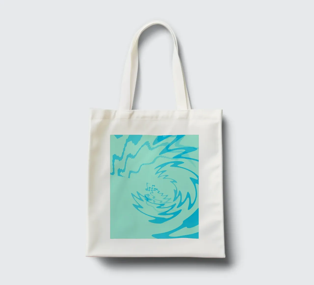 Abstract twisted dynamic zigzag pattern in blue tote bag by Something for you