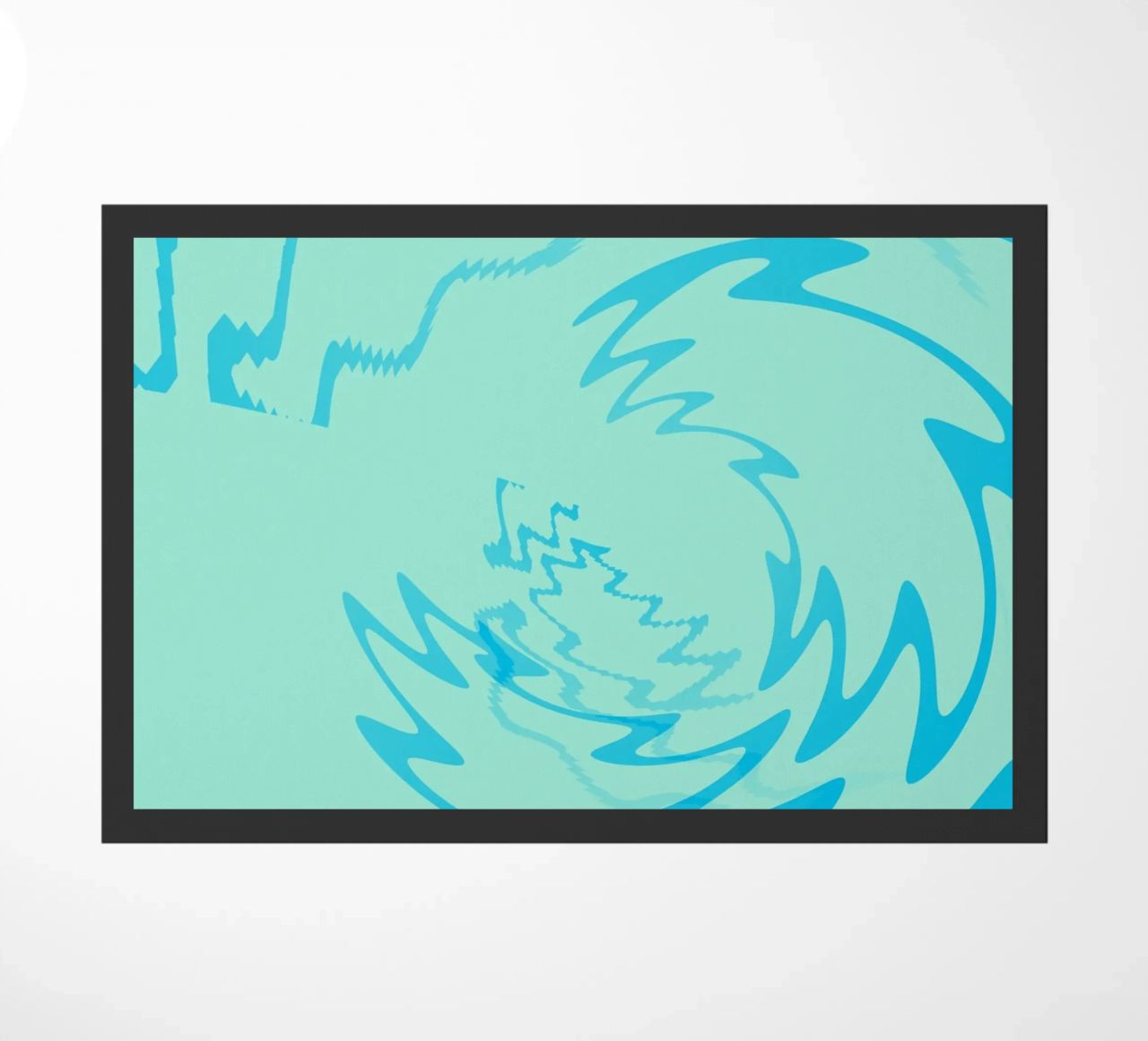 Abstraktes gedrehtes dynamisches Zick Zack Muster in Blau Fußmatte von Something for you