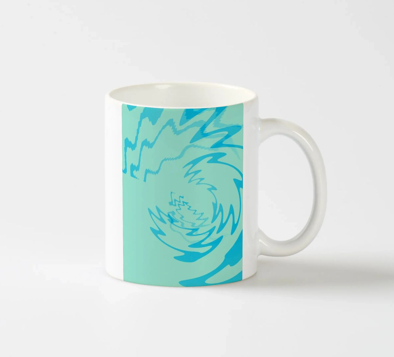 Abstract twisted dynamic zigzag pattern in blue ceramic mug by Something for you