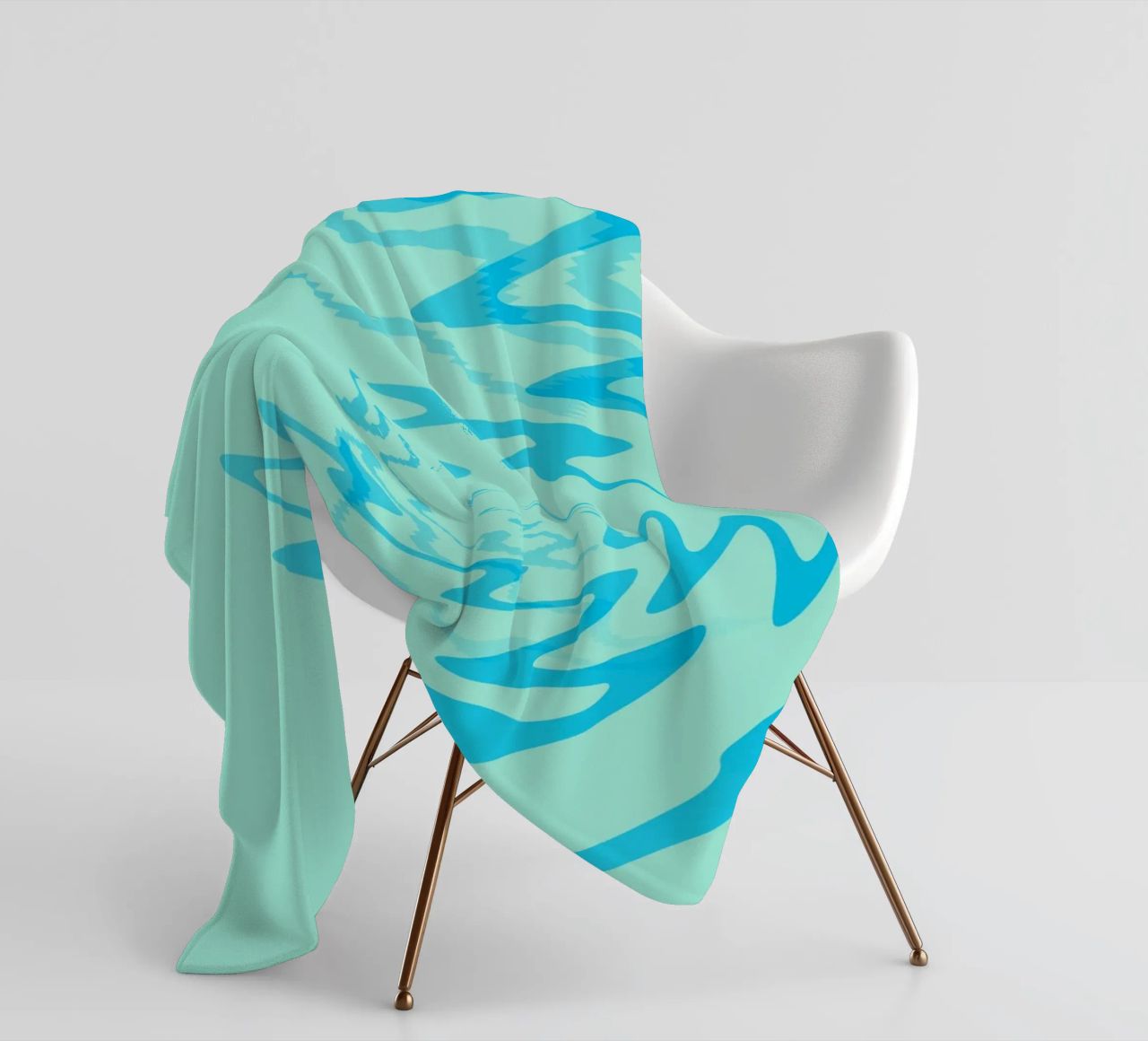 Abstract twisted dynamic zigzag pattern in blue fleece blanket by Something for you