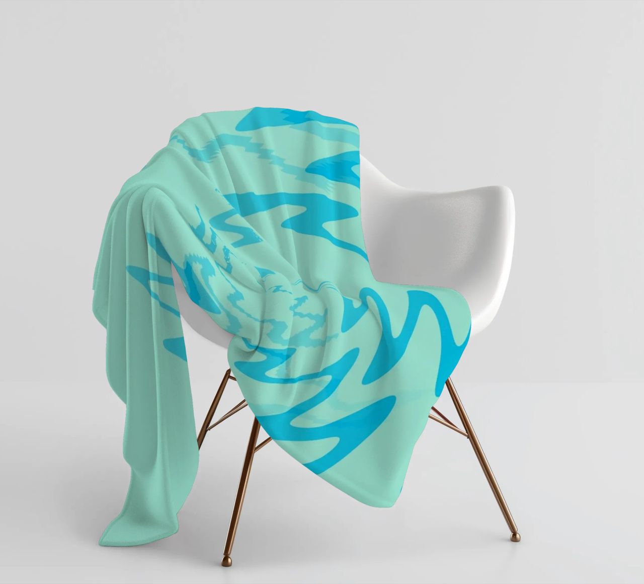 Abstract twisted dynamic zigzag pattern in blue fleece blanket by Something for you