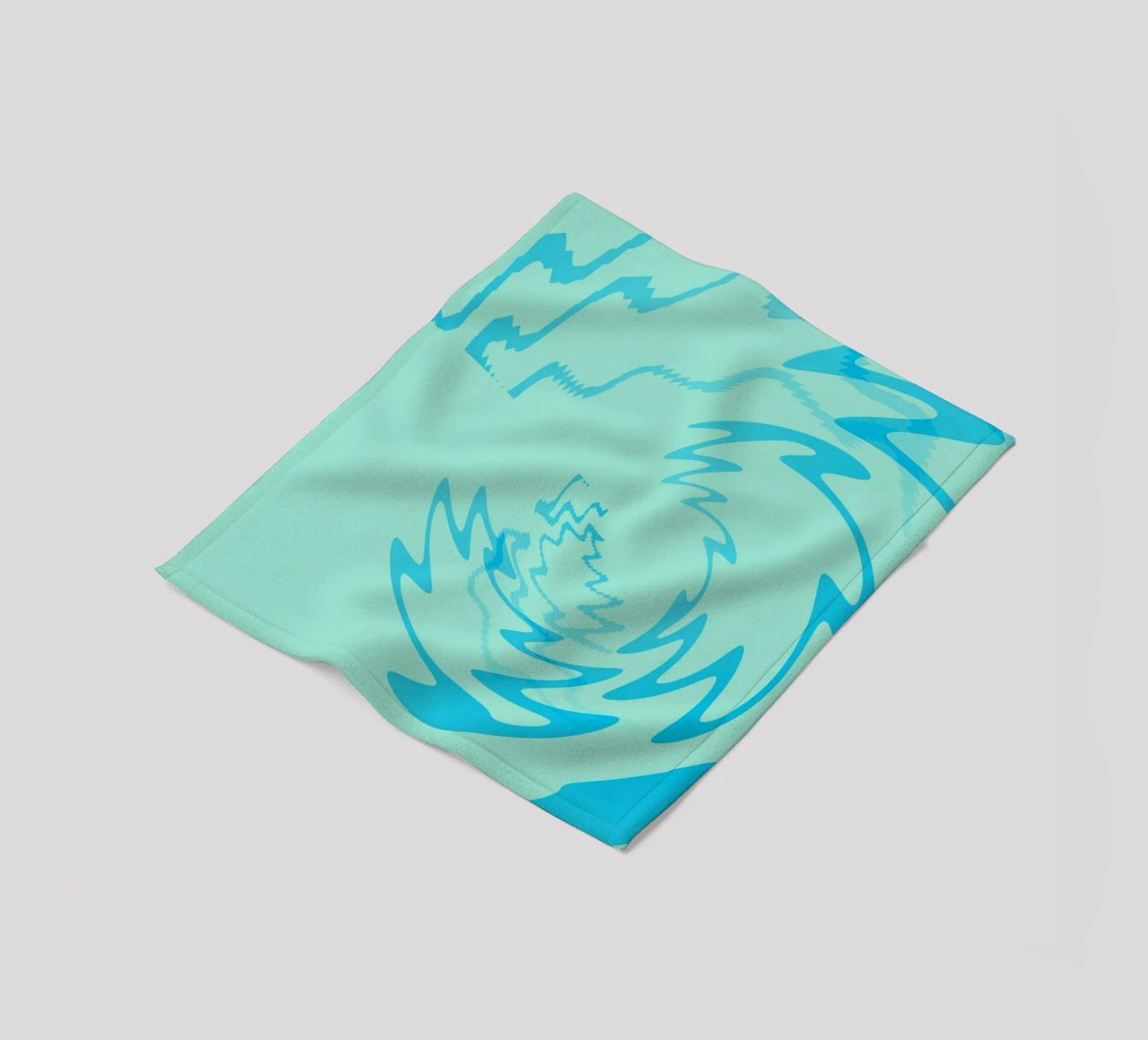 Abstract twisted dynamic zigzag pattern in blue fleece blanket by Something for you
