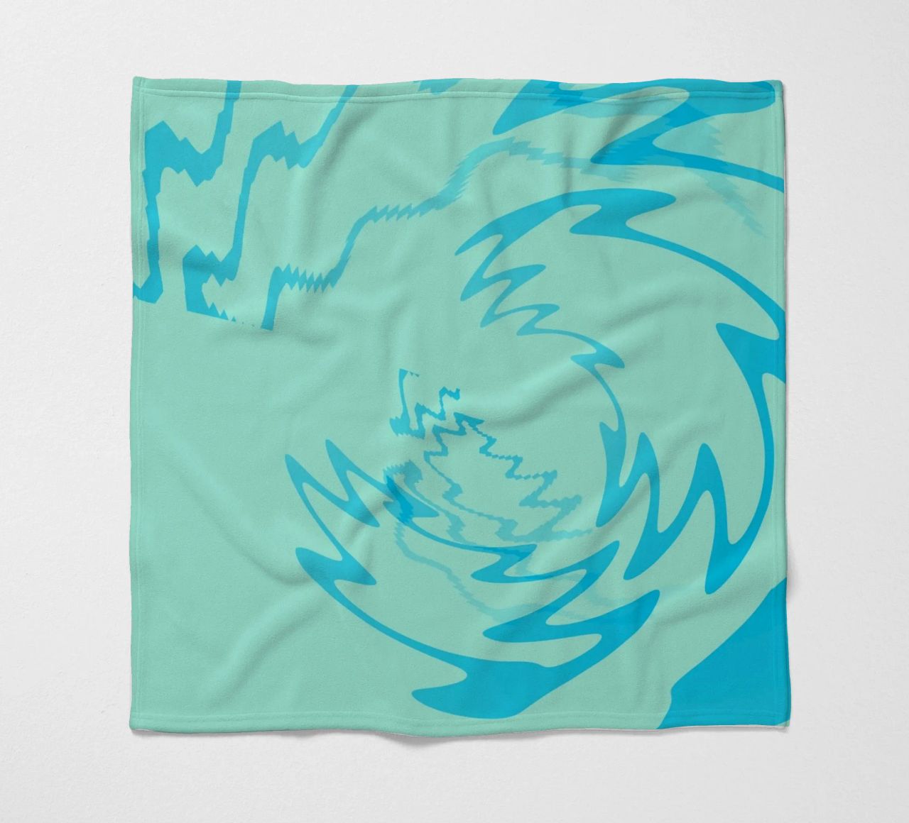 Abstract twisted dynamic zigzag pattern in blue fleece blanket by Something for you