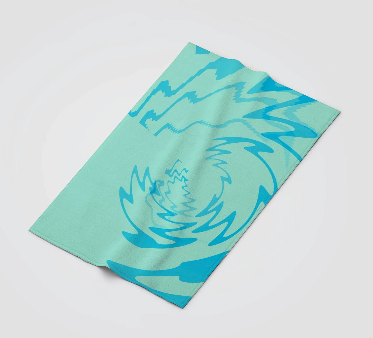 Abstract twisted dynamic zigzag pattern in blue fleece blanket by Something for you