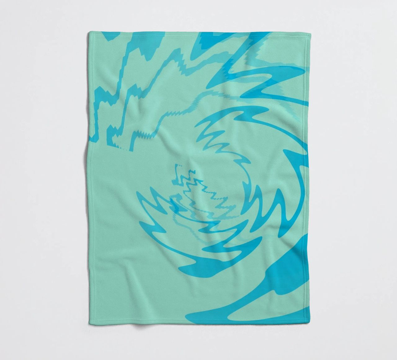Abstract twisted dynamic zigzag pattern in blue fleece blanket by Something for you