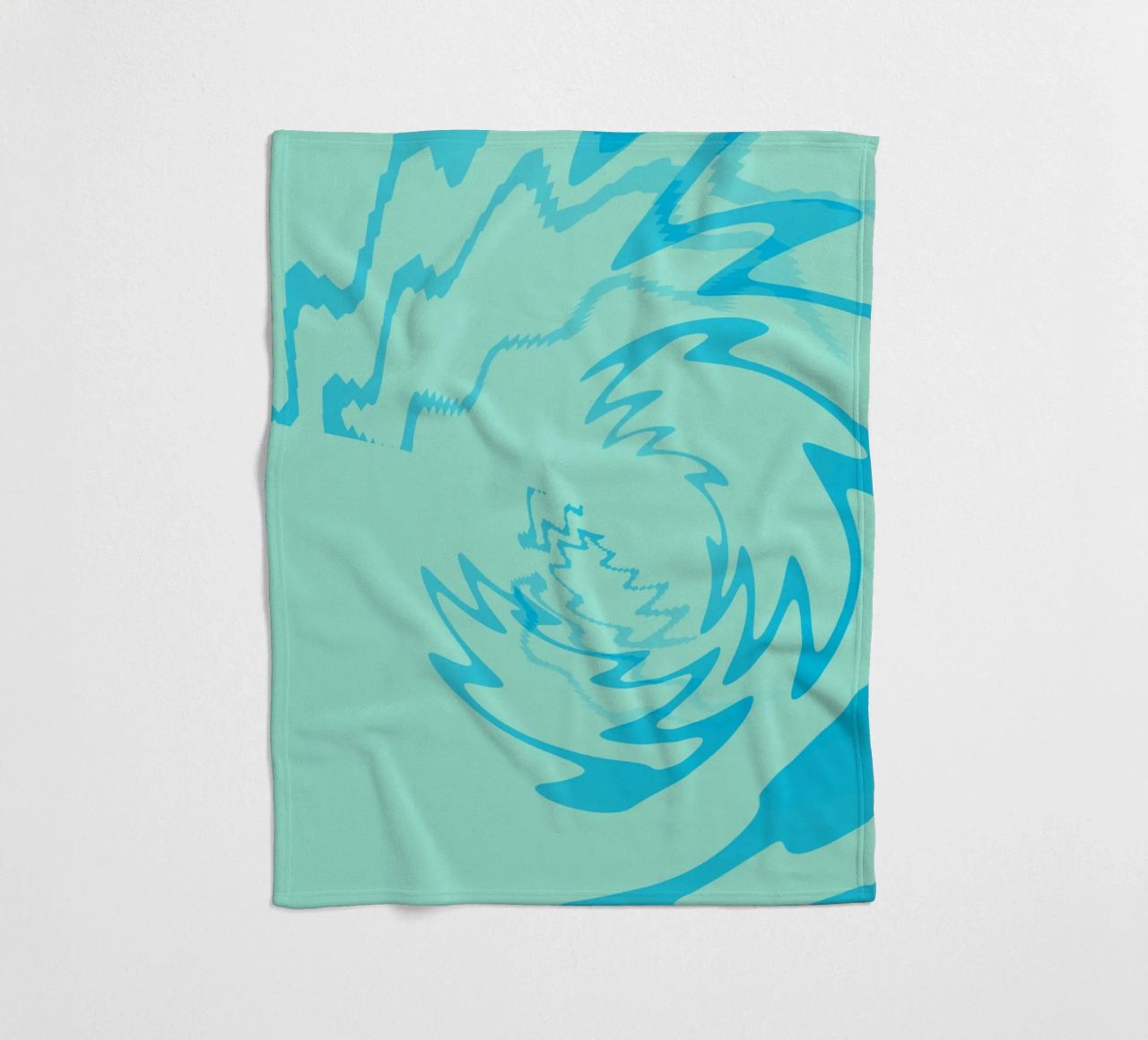 Abstract twisted dynamic zigzag pattern in blue fleece blanket by Something for you