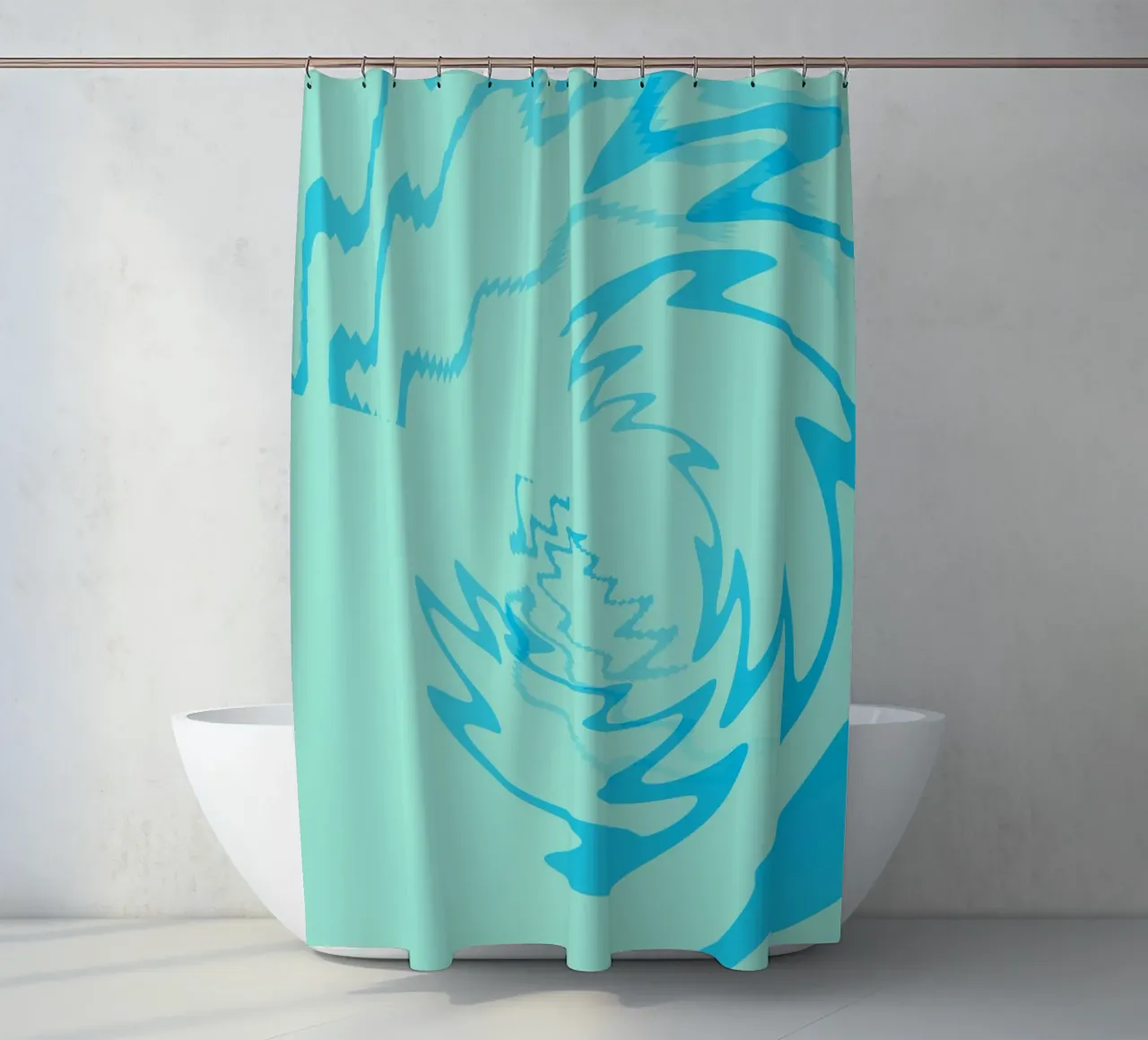 Abstract twisted dynamic zigzag pattern in blue shower curtain by Something for you