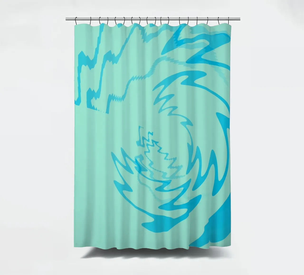 Abstract twisted dynamic zigzag pattern in blue shower curtain by Something for you
