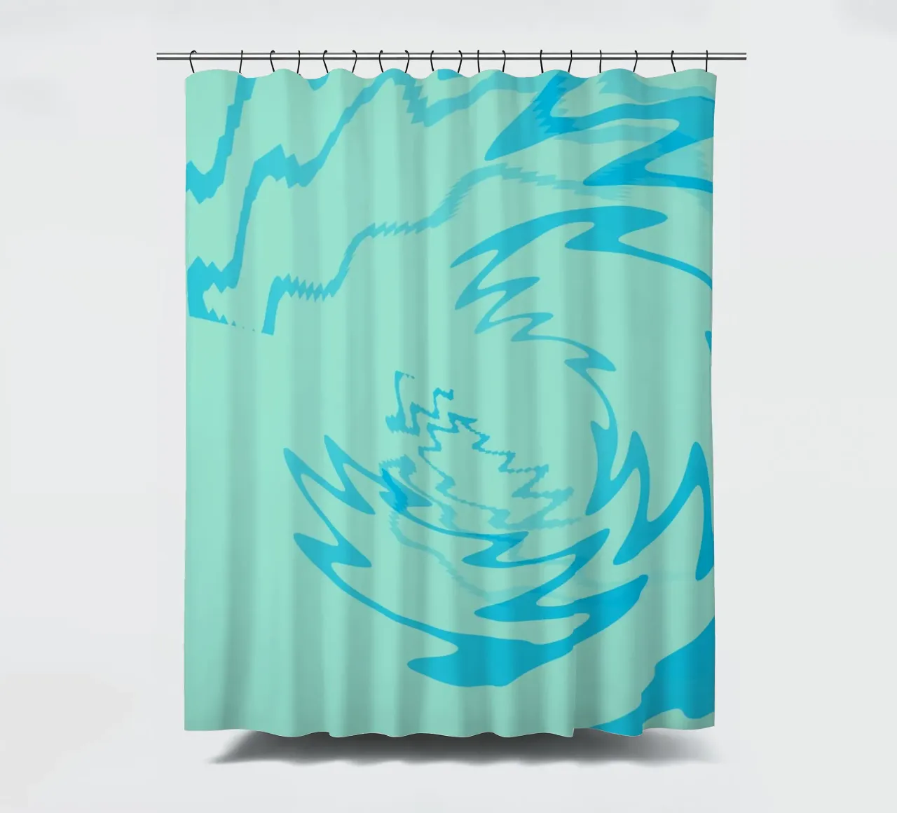 Abstract twisted dynamic zigzag pattern in blue shower curtain by Something for you