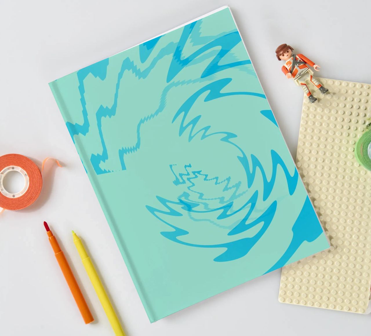 Abstract twisted dynamic zigzag pattern in blue notebook by Something for you