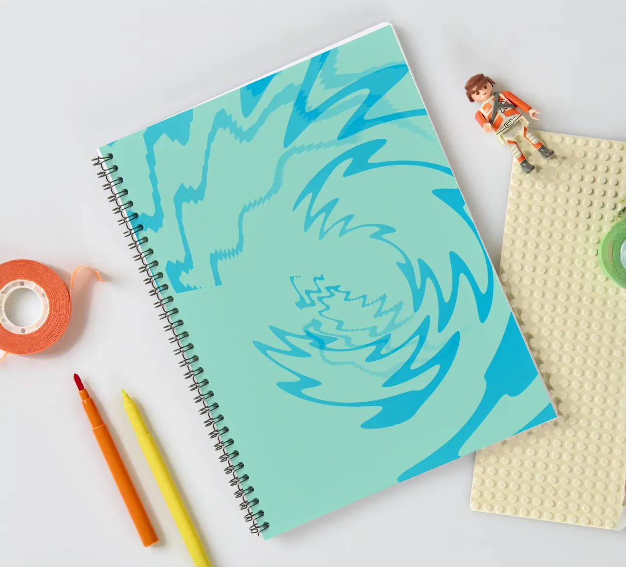 Motif zigzag dynamique abstrait torsadé en bleu carnet à spirale de Something for you