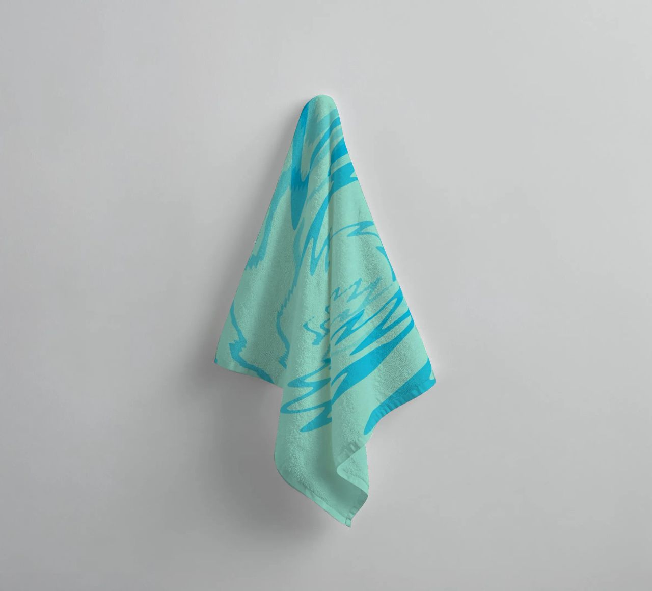 Abstract twisted dynamic zigzag pattern in blue towel by Something for you